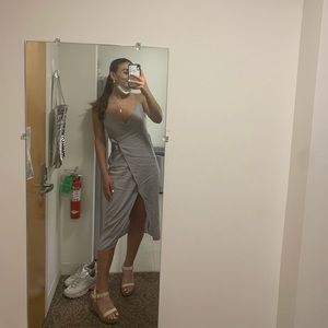 Urban Outfitters Blue/Gray Tie Dress with Slit